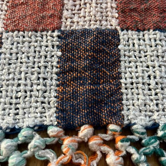 Woven Throw Blanket Checkered Multicolor Fringe 58" x 46.5" - Picture 13 of 16